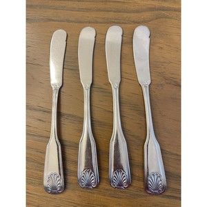 4 Butter Knives Spreader Next Day Gourmet Heavy Shell Japan Stainless 6 1/8"